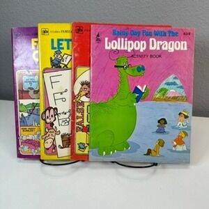 VTG Lollipop Dragon GB Puzzles Golden Press Activity Book Bundle 1970s Coloring